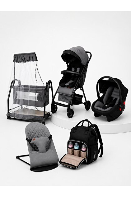 4 Baby Aqua Çift Yönlü Bebek Arabası Puset Çanta Beşik Fırsat Seti Antrasit görsel 5