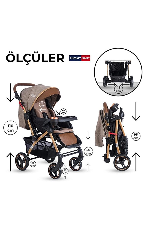 Tommybaby Tornado Plus Gold Alüminyum Lüx Çift Yön Bebek Arabası görsel 3
