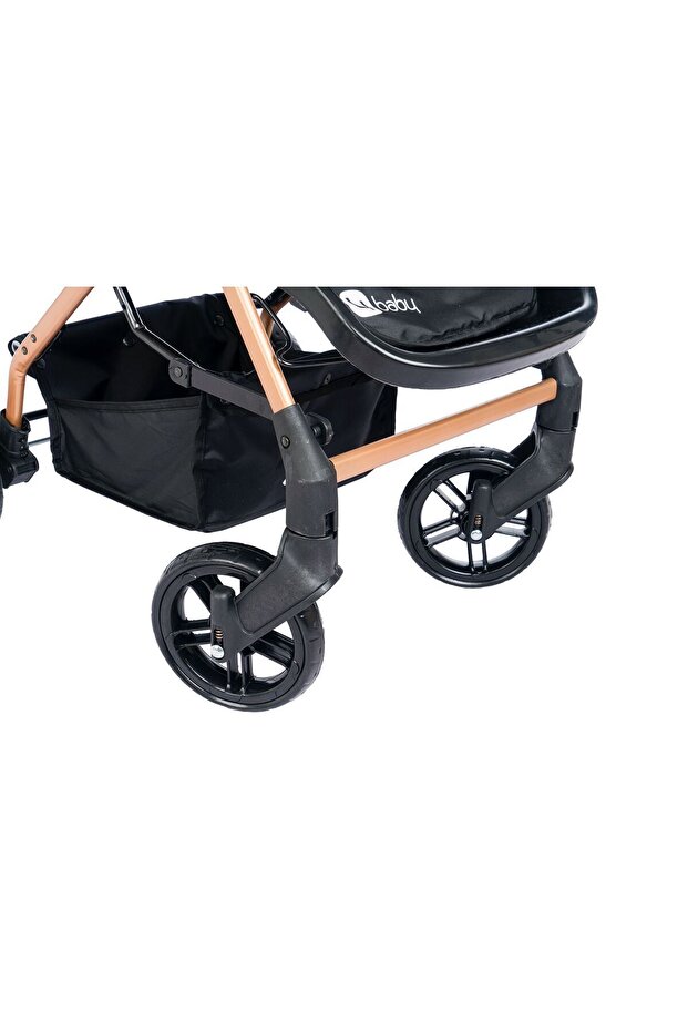 4 Baby ENERJİ OLİMPUS GOLD & SİYAH KASA ÇİFTYÖN BEBEK ARABASI görsel 5