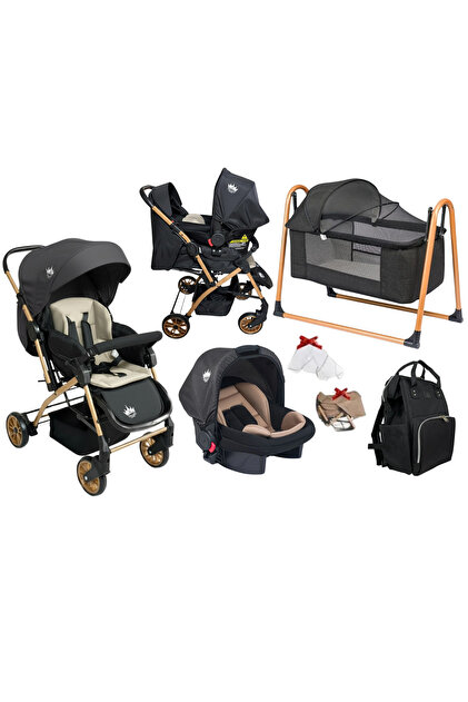 4 Baby Olympus Çift Yönlü Bebek Arabası Puset Çanta Beşik Fırsat Seti Antrasit görsel 2