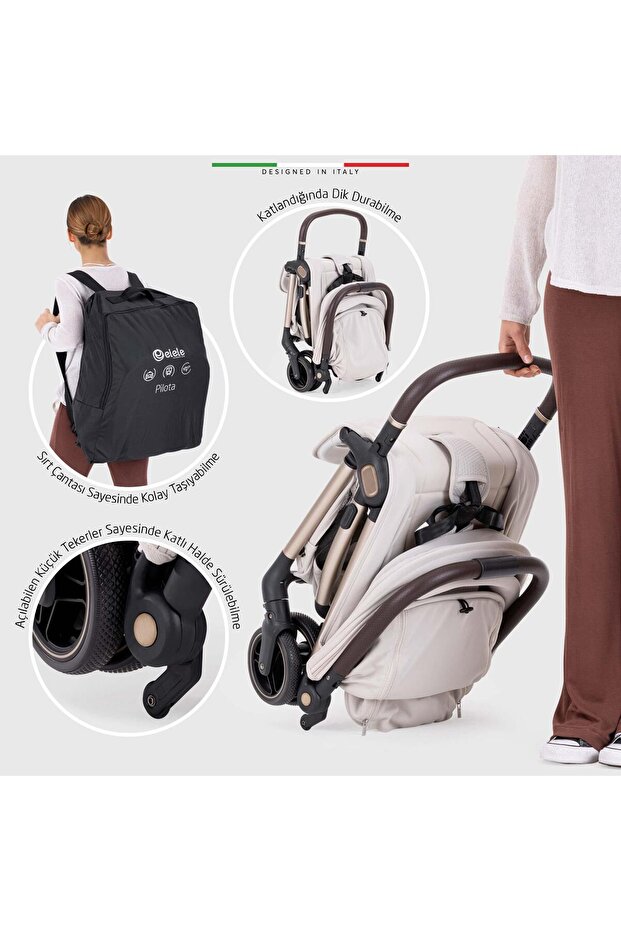 Elele Pilota Premium Kabin Tipi Bebek Arabası Gri görsel 4