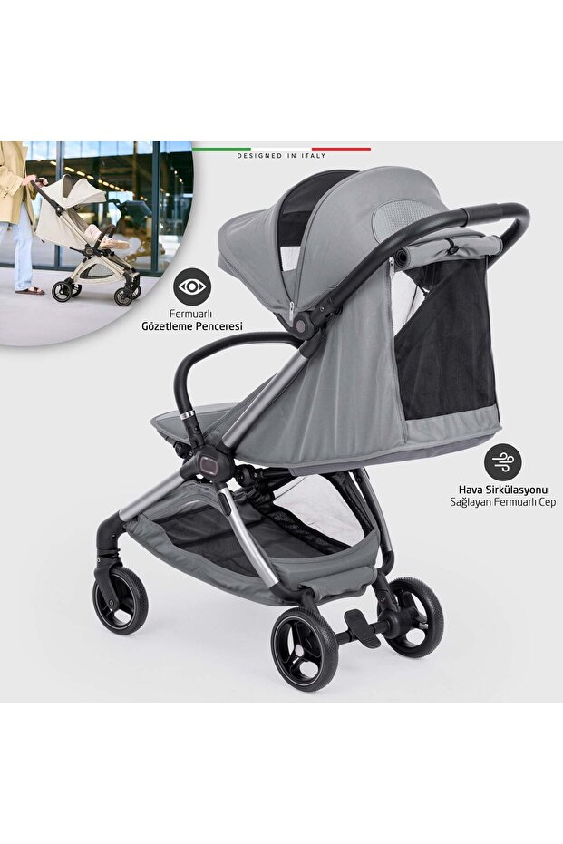 Elele Pilota Premium Kabin Tipi Bebek Arabası Gri görsel 5