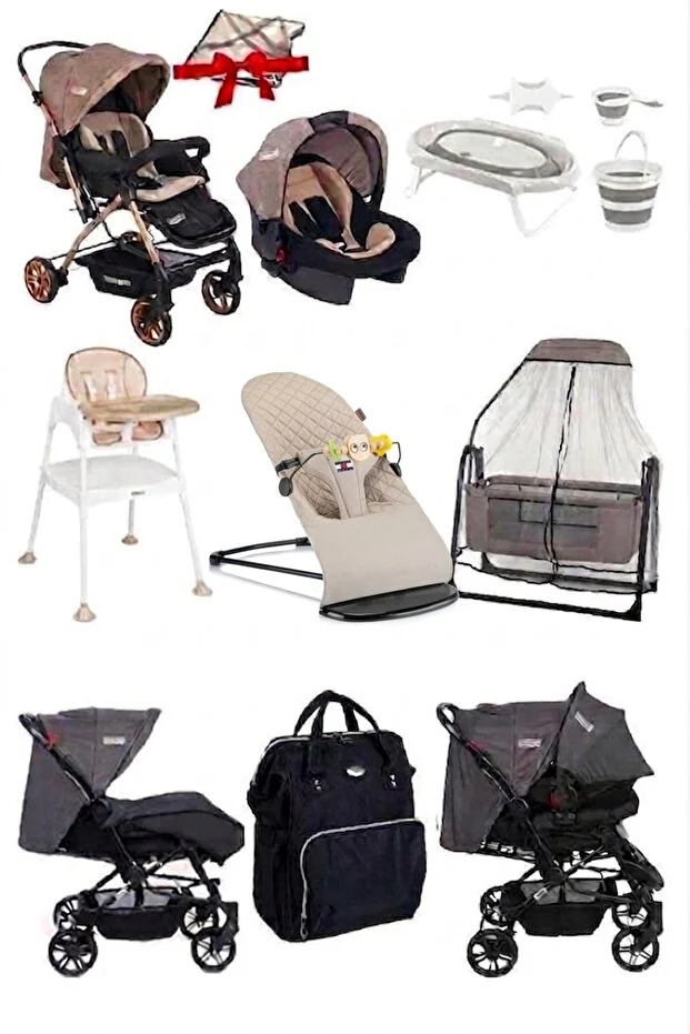Tommybaby 12 Parça Çeyiz Seti Bebek Arabası Puset Beşik Anakucağı Mama Sandalyesi KüvetTakımıBebekBakımÇantası