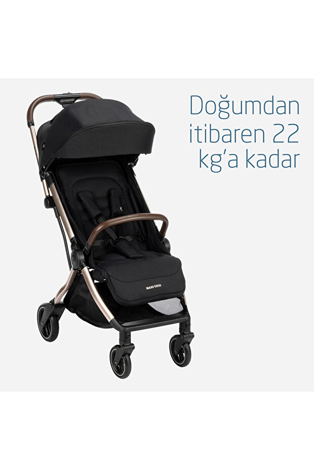Maxi-Cosi Maxi-cosi Eva Otomatik Katlanan Kompakt Bebek Arabası Essesntial Black Champagne görsel 3