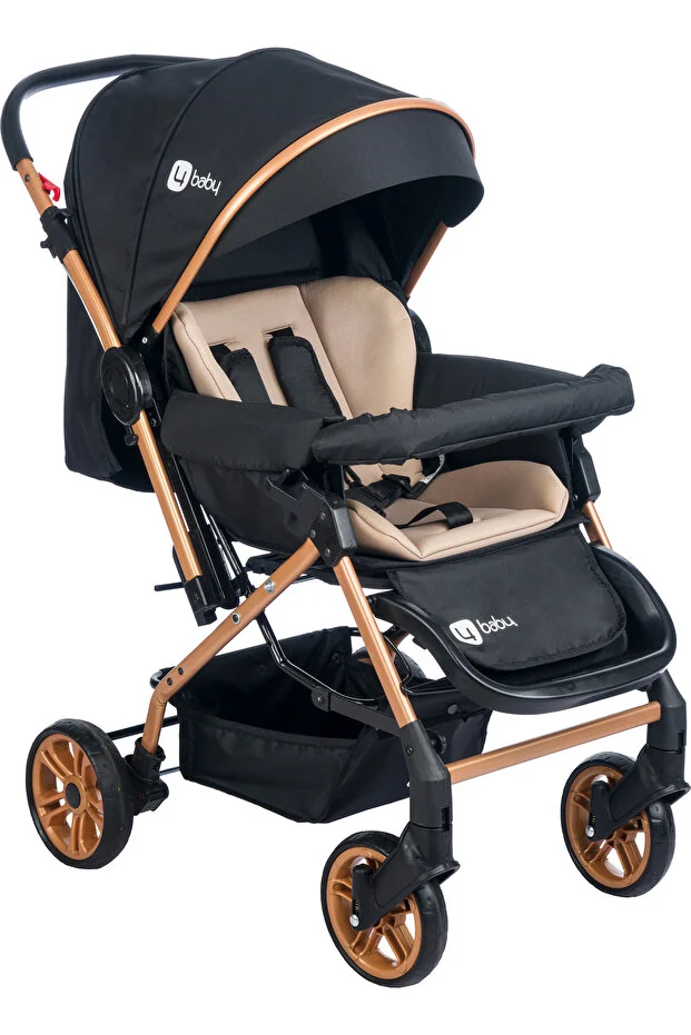 4 Baby ENERJİ GOLD SİYAH BEBEK ARABASI ÇİFT YÖN