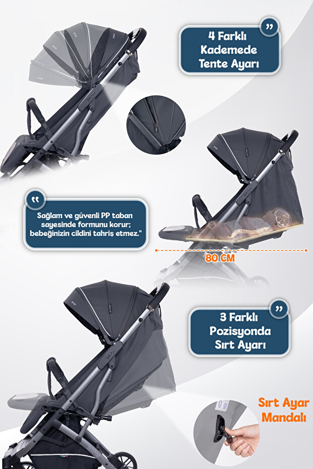 Prego Lotus Pro Kabin Boy Bebek Arabası - Tek Elle Katlanır -Hafif -UV Tenteli - Full Aksesuarlı görsel 2