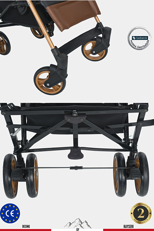 Bebeck Accord Baston Bebek Arabası Kahve görsel 5