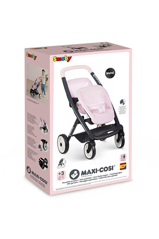 Smoby Maxi-Cosi&Quinny Oyuncak İkiz Bebek Arabası - Pembe 253221 görsel 5