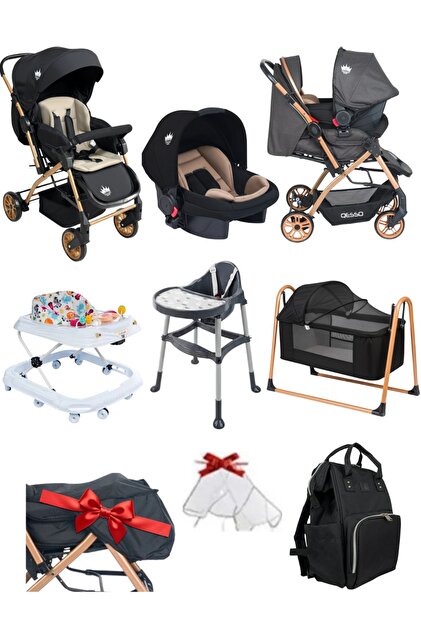 4 Baby 8 Parça Çeyiz Seti Bebek Arabası Puset Beşik Mama Sandalyesi Yürüteç Bebek Bakım Çantası Rüzgarlık görsel 2
