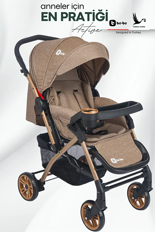 4 Baby Be-be Turnahome Active Çift Yönlü Tam Yatış Pozisyonlu Pratik Katlanır Mama Tablalı Bebek Arabası