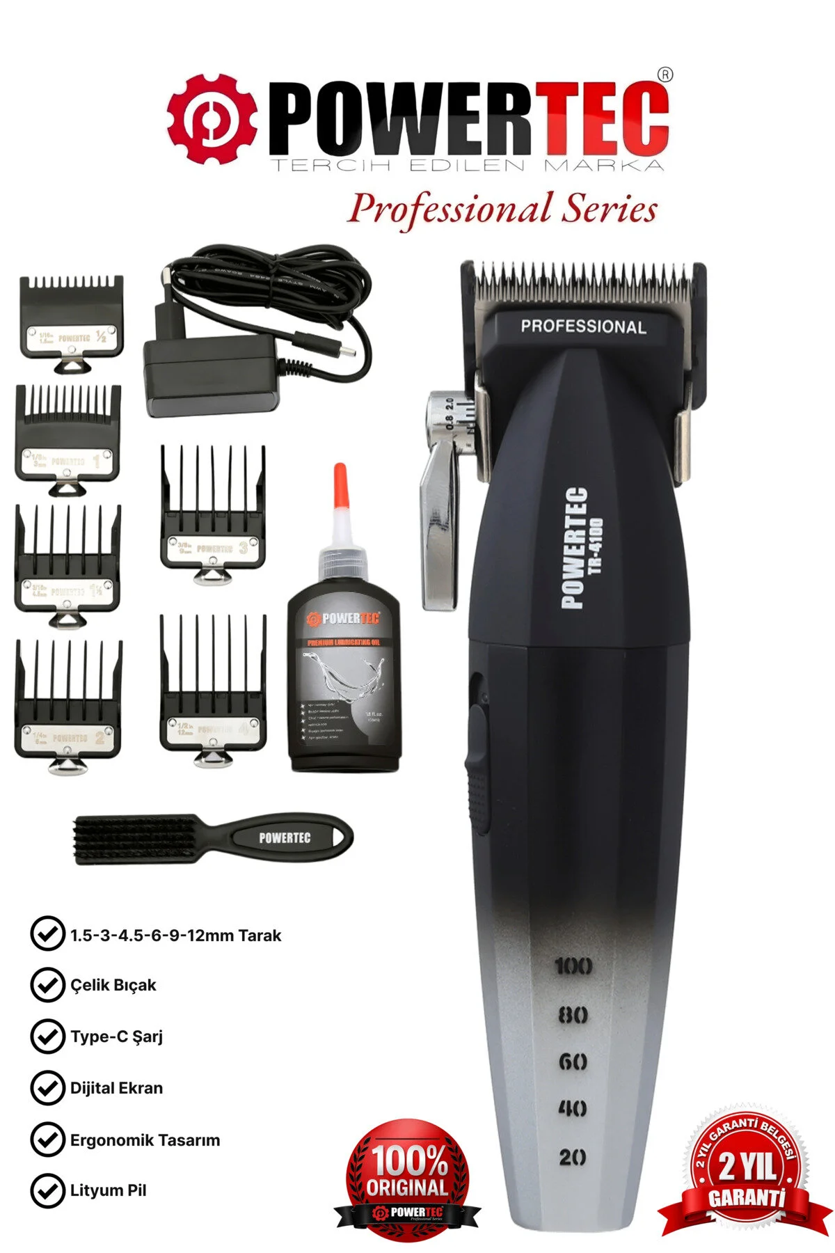 Powertec TR-4100 Profesyonel Saç Sakal Tıraş Makinesi