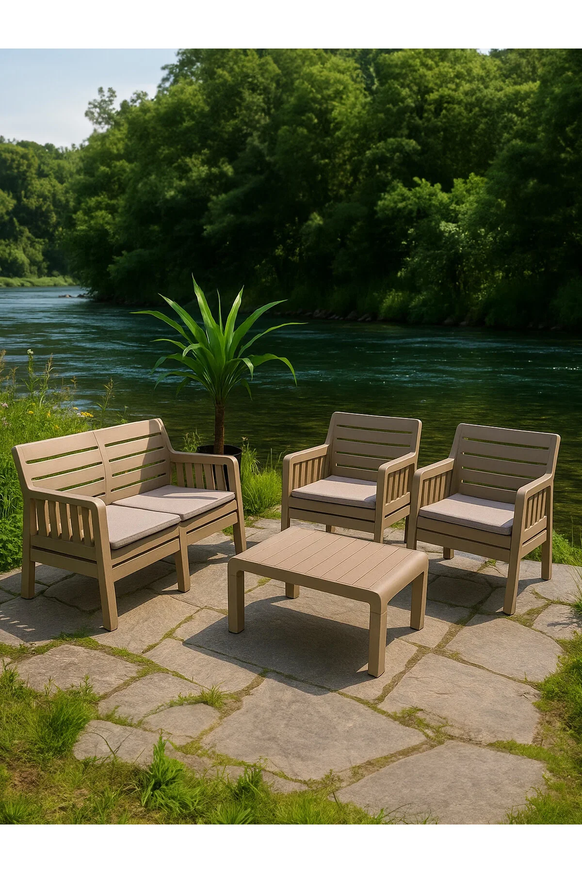 SANDALİE Yakamoz Bahçe Takımı Balkon - Bahçe - Teras Mobilyası / Cappucino