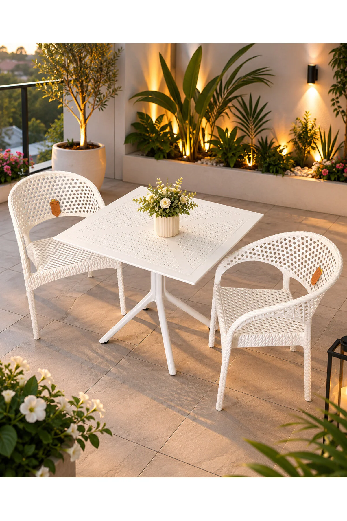 ZİYNET HOME 2 Kişilik Rattan Görünümlü Balkon Bahçe Masa Sandalye Takımı 80x80 cm masa | Gizli Demir Şaseli