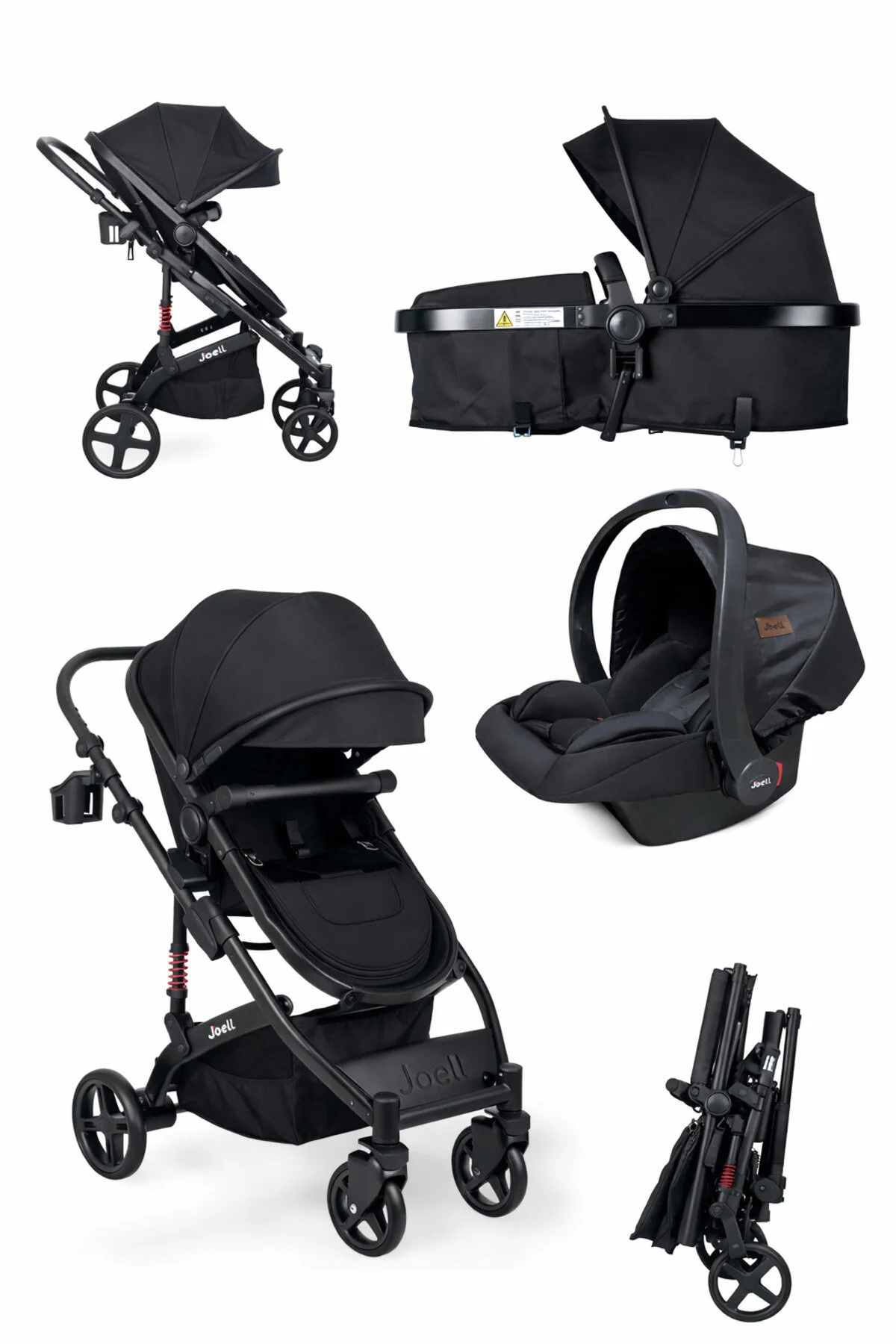Joell Truva 1712 Travel Sistem Bebek Arabası Full Black