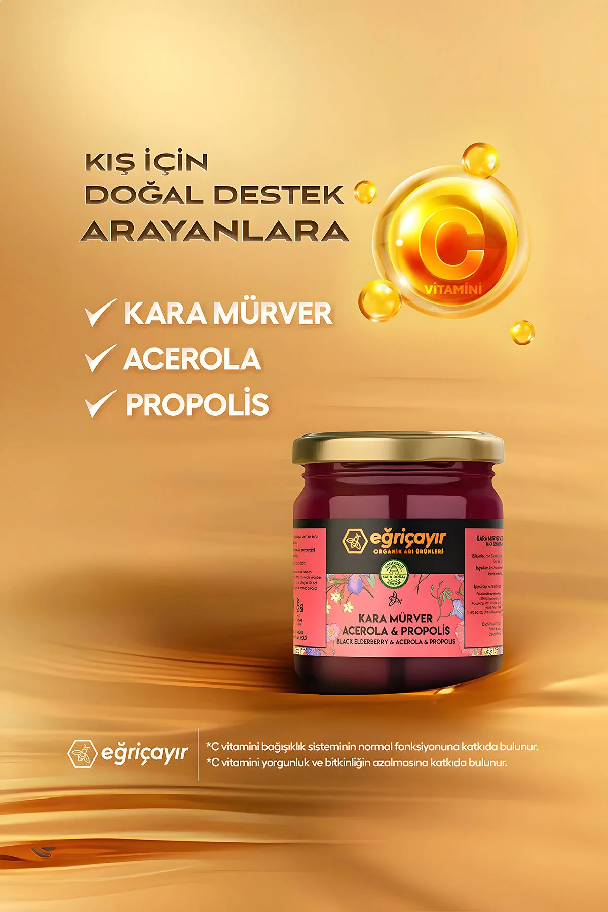 Eğriçayır Kara Mürver, Acerola Ve Propolis Karışımı 225 gr